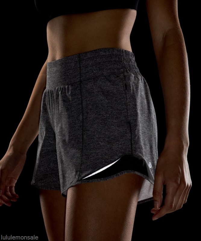 Lululemon Damen DELULU270 | Hotty Hot High-rise Lined Short 4 Heather Lux Multi Black